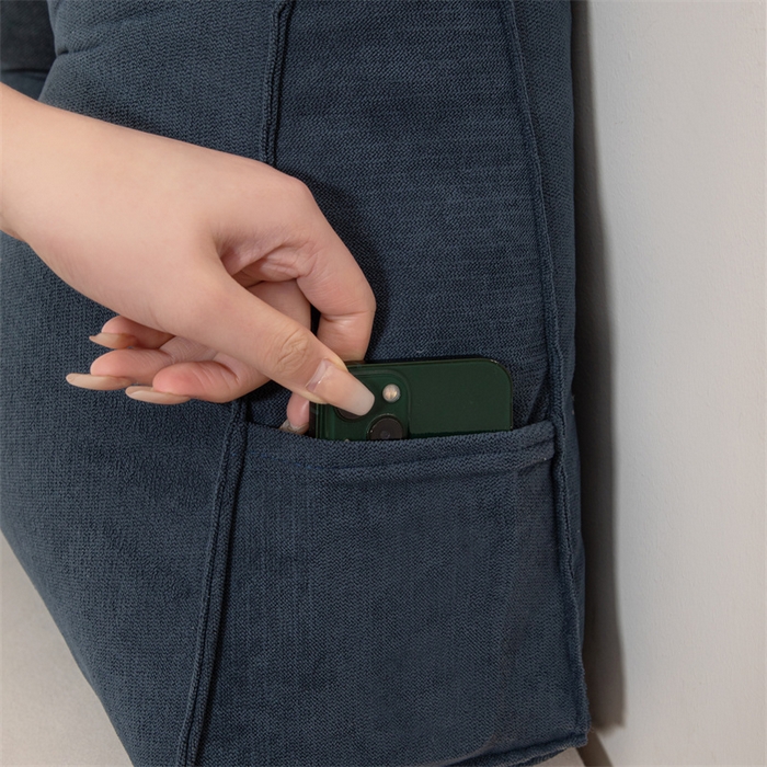 91家纺网 家纺一手货源 找家纺 沐沐家纺 2026新款雪尼绒三角靠背带头枕 深蓝