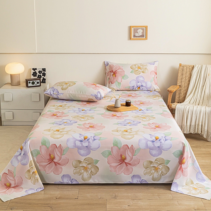 91家纺网 家纺一手货源 找家纺 芃成家纺 2025新款加厚老粗布床单 春日花开