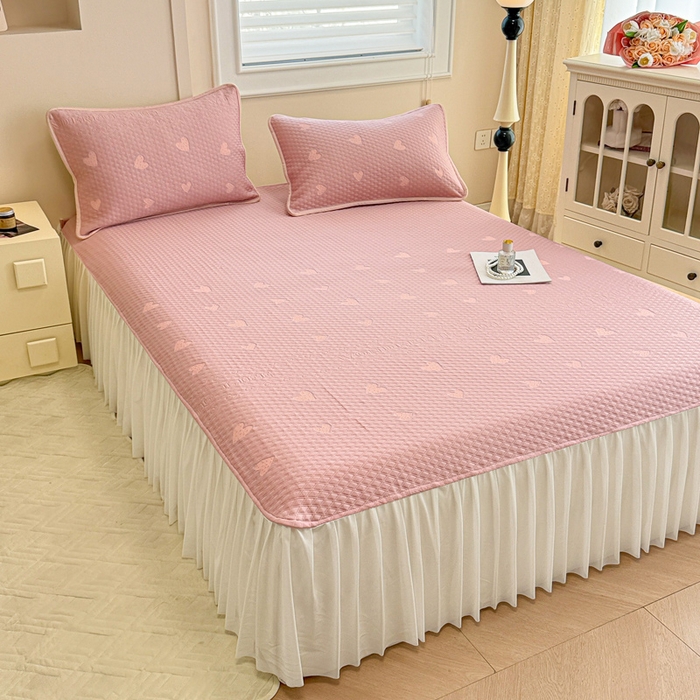 91家纺网 家纺一手货源 找家纺 布卢姆床垫 2025新款A类PE乙纶冰豆豆凉席床裙款 爱心字母