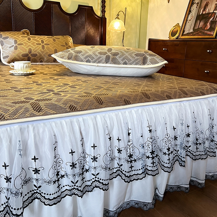 91家纺网 家纺一手货源 找家纺 网红馆（ck家纺） 2025新款可脱卸床裙款冰藤席-盛夏繁星 夏巧