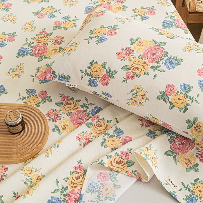 91家纺网 家纺一手货源 找家纺 芃成家纺 2025新款加厚老粗布床单 繁花