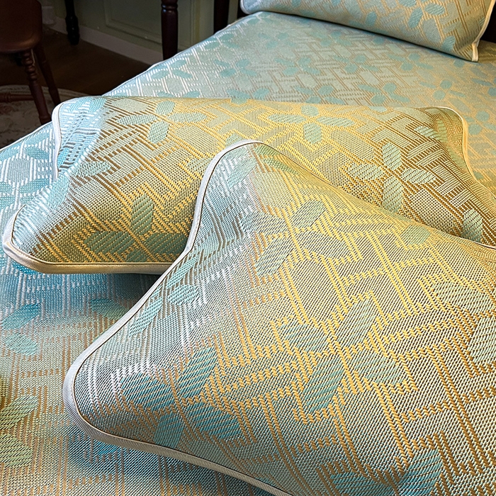 91家纺网 家纺一手货源 找家纺 网红馆（ck家纺） 2025新款可脱卸床裙款冰藤席-盛夏繁星 艾绿