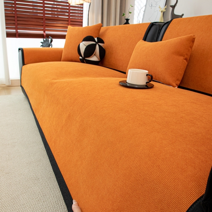 91家纺网 家纺一手货源 找家纺 沐沐家纺 2026新款沐春沙发垫 柑橘橙