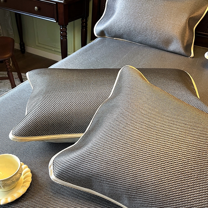 91家纺网 家纺一手货源 找家纺 网红馆（ck家纺） 2025新款可脱卸床裙款冰藤席-盛夏繁星 灰咖