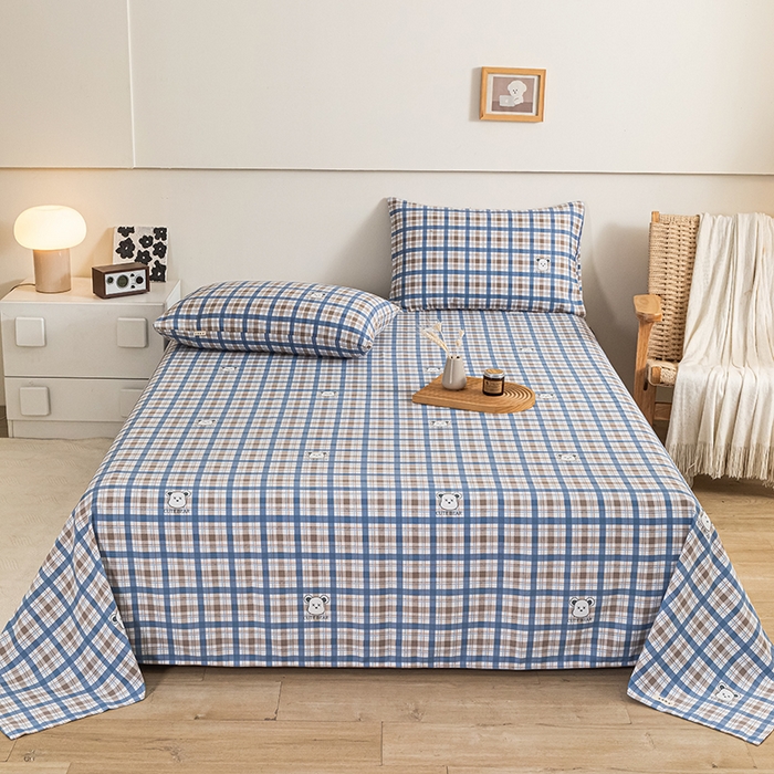 91家纺网 家纺一手货源 找家纺 芃成家纺 2025新款加厚老粗布床单 呆呆熊