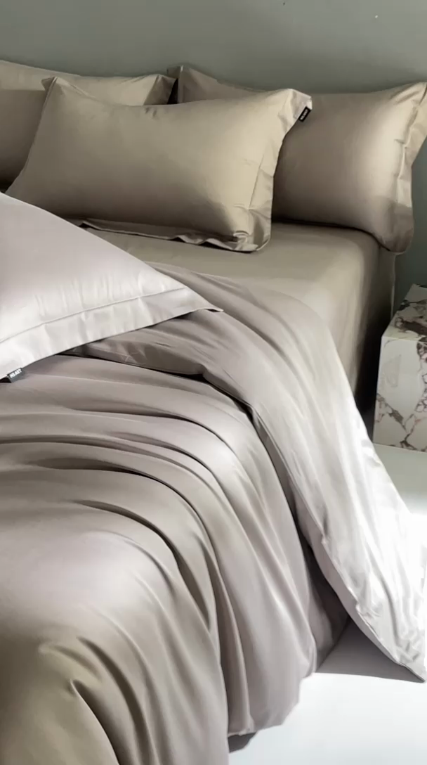 91家纺网 家纺一手货源 找家纺 禾时 2025新款轻奢A类100SPro新疆长绒棉四件套全棉纯棉高定款 琉璃灰