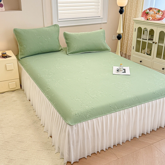 91家纺网 家纺一手货源 找家纺 布卢姆床垫 2025新款A类PE乙纶冰豆豆凉席床裙款 玫瑰花园