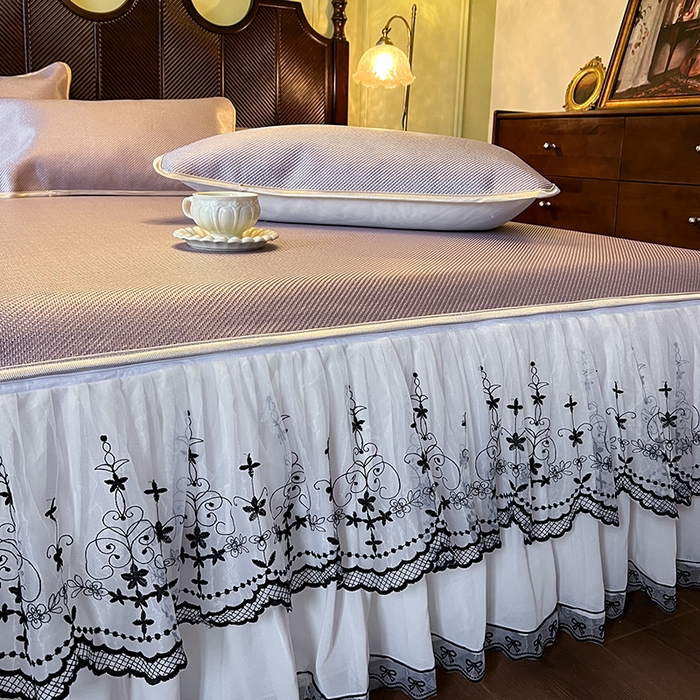 91家纺网 家纺一手货源 找家纺 网红馆（ck家纺） 2025新款可脱卸床裙款冰藤席-盛夏繁星 烟粉