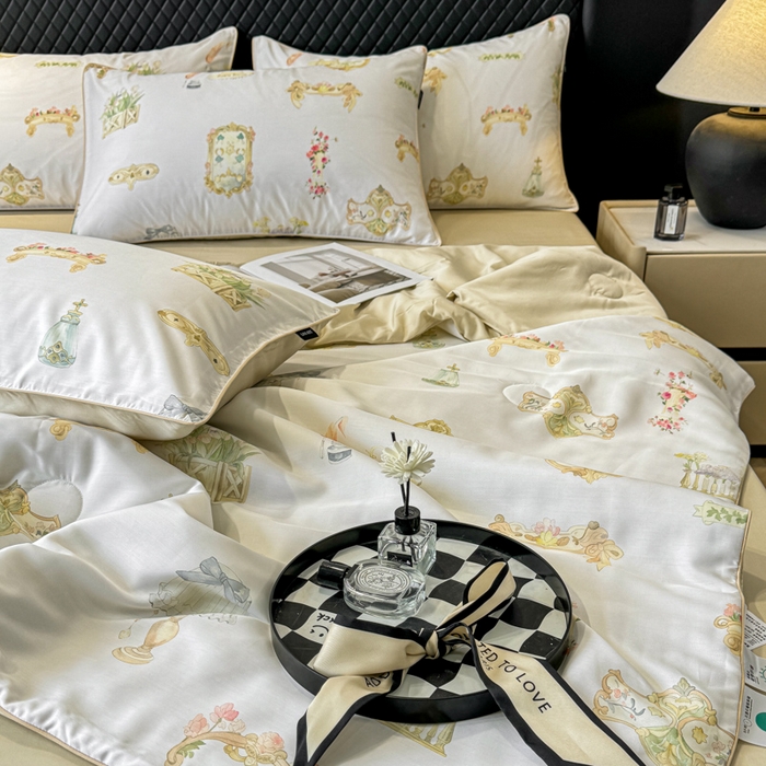 91家纺网 家纺一手货源 找家纺 芊寻家居 2025新款50支天丝数码麻绳款夏被四件套 洛丽塔米