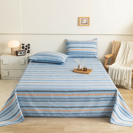 91家纺网 家纺一手货源 找家纺 芃成家纺 2025新款加厚老粗布床单 律动-兰