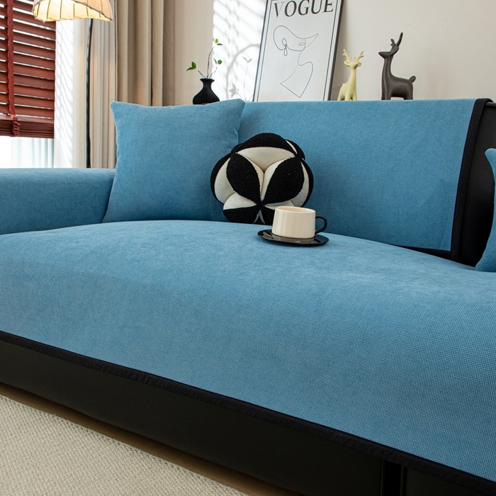 91家纺网 家纺一手货源 找家纺 沐沐家纺 2026新款沐春沙发垫 青雾蓝