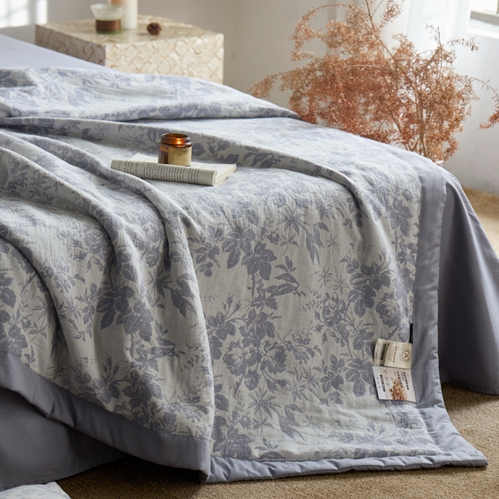 91家纺网 家纺一手货源 找家纺 宜代光年 2025新款60s水洗棉提花夏被套件繁花-紫