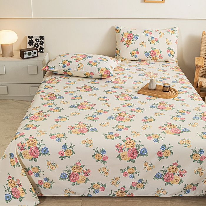 91家纺网 家纺一手货源 找家纺 芃成家纺 2025新款加厚老粗布床单 繁花