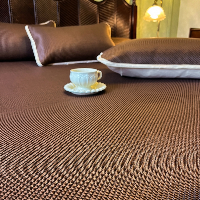 91家纺网 家纺一手货源 找家纺 网红馆（ck家纺） 2025新款可脱卸床裙款冰藤席-盛夏繁星 深咖