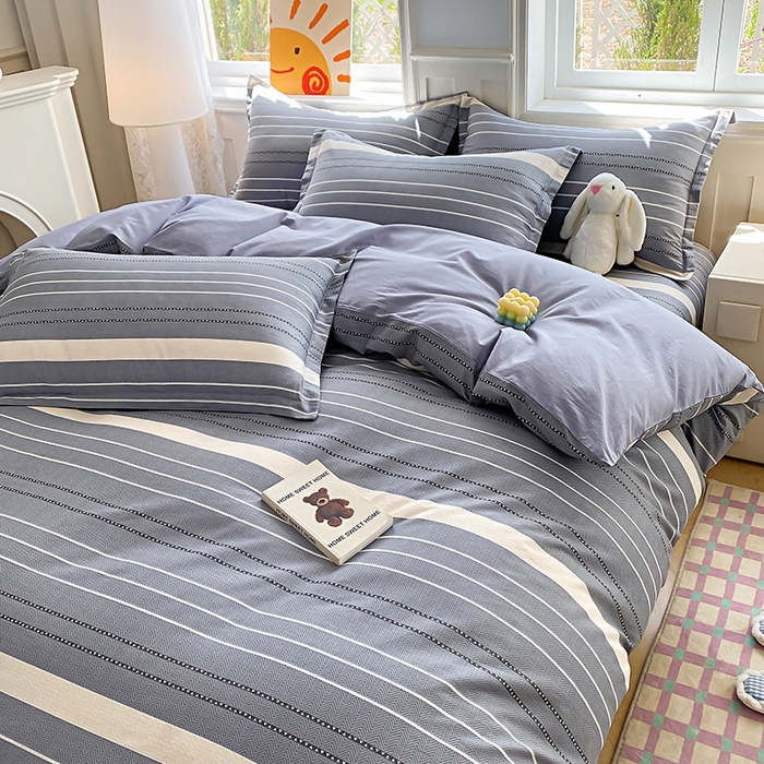 91家纺网 家纺一手货源 找家纺 天之爱 2025新款全棉印花四件套 芬利莱-灰