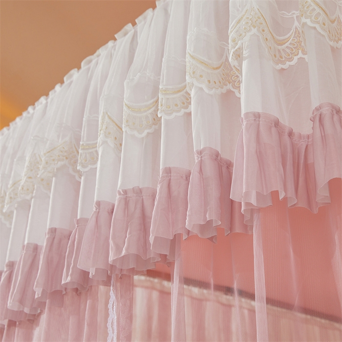 91家纺网 家纺一手货源 找家纺 迪凡保罗蚊帐 2025新款2513款双轨铝合金落地导轨蚊帐 樱花粉