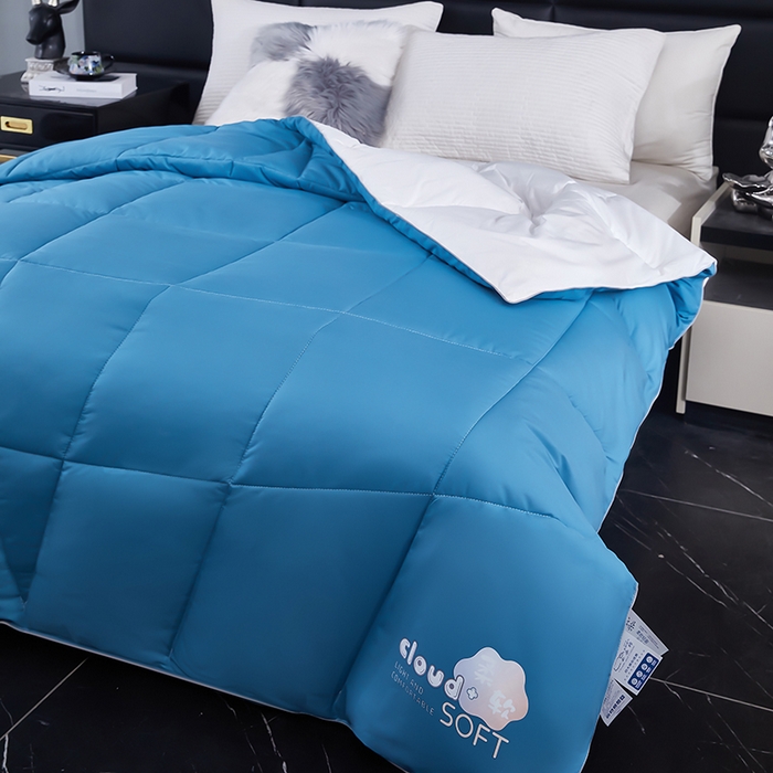 91家纺网 家纺一手货源 找家纺 好老表被业 2025新款超柔云朵被芯零压被子 云柔棉蓝白