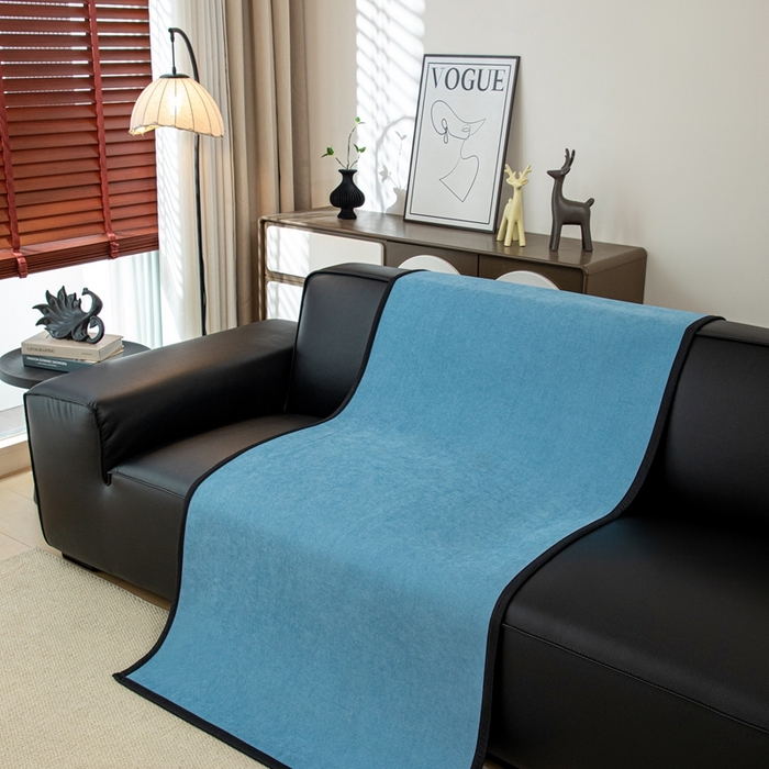 91家纺网 家纺一手货源 找家纺 沐沐家纺 2026新款沐春沙发垫 青雾蓝