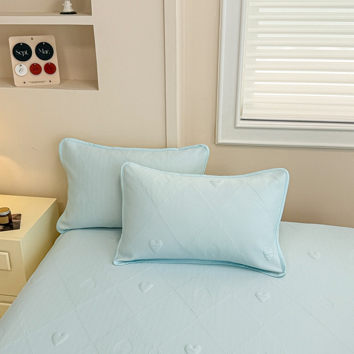 91家纺网 家纺一手货源 找家纺 布卢姆床垫 2025新款A类PE乙纶冰豆豆凉席床裙款 菱格爱心