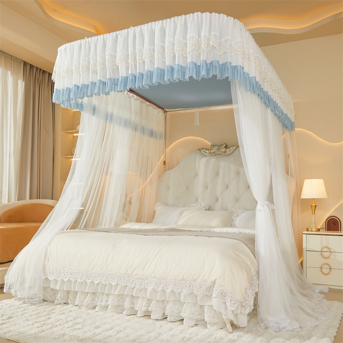 91家纺网 家纺一手货源 找家纺 迪凡保罗蚊帐 2025新款2513款双轨铝合金落地导轨蚊帐 欧白色