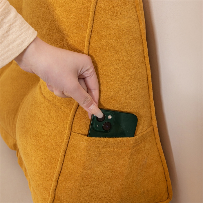 91家纺网 家纺一手货源 找家纺 沐沐家纺 2026新款小羊绒三角靠背带头枕 姜黄色