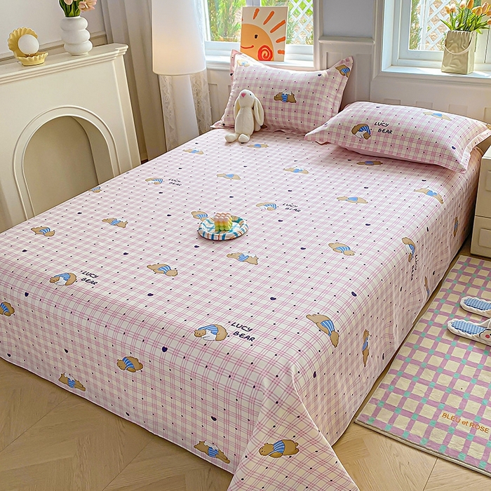 91家纺网 家纺一手货源 找家纺 天之爱 2025新款全棉印花单床单 趴趴熊