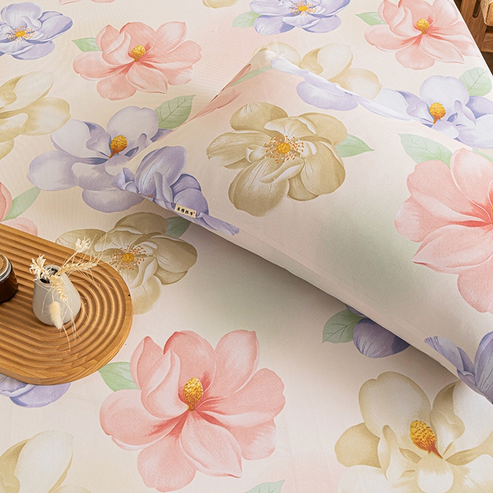 91家纺网 家纺一手货源 找家纺 芃成家纺 2025新款加厚老粗布床单 春日花开