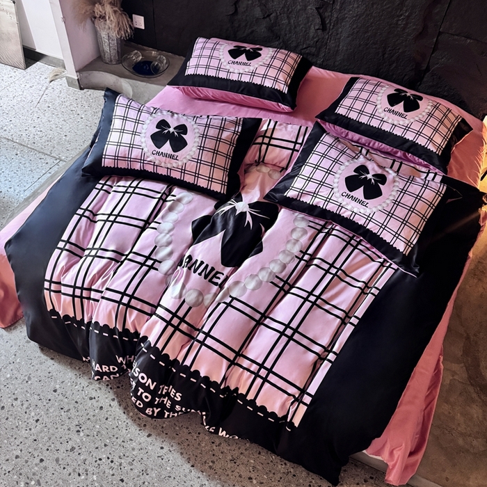 91家纺网 家纺一手货源 找家纺 丽斐纺织 2025新款冰丝四件套 黑粉格格