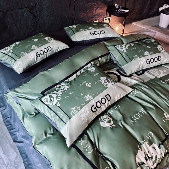 91家纺网 家纺一手货源 找家纺 丽斐纺织 2025新款冰丝四件套 青缇玫瑰