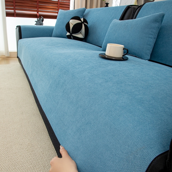 91家纺网 家纺一手货源 找家纺 沐沐家纺 2026新款沐春沙发垫 青雾蓝