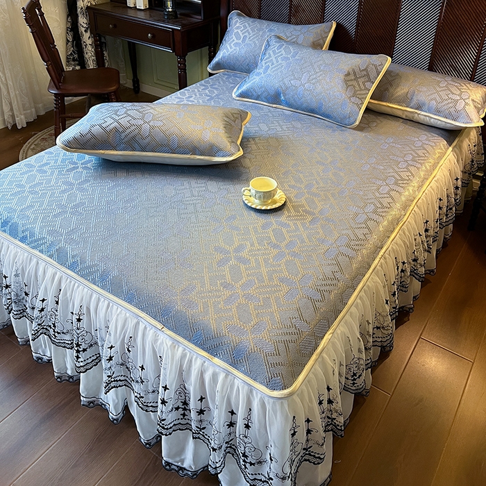 91家纺网 家纺一手货源 找家纺 网红馆（ck家纺） 2025新款可脱卸床裙款冰藤席-盛夏繁星 雾清