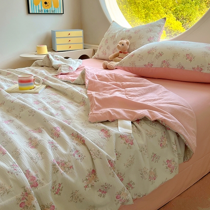 91家纺网 家纺一手货源 找家纺 （总）金梦拉家纺 2025新款A类提花纱布双层纱夏被四件套