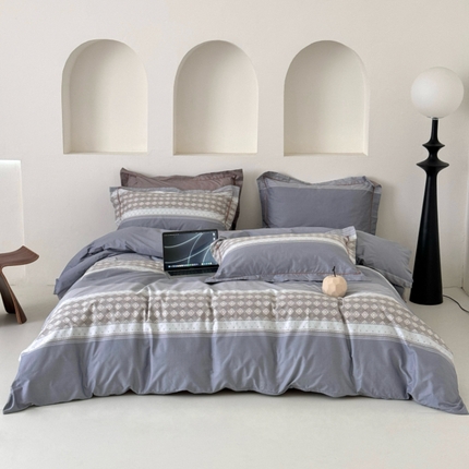 薏思家纺 2025新款13376活性全棉四季款-四件套 印象都市灰