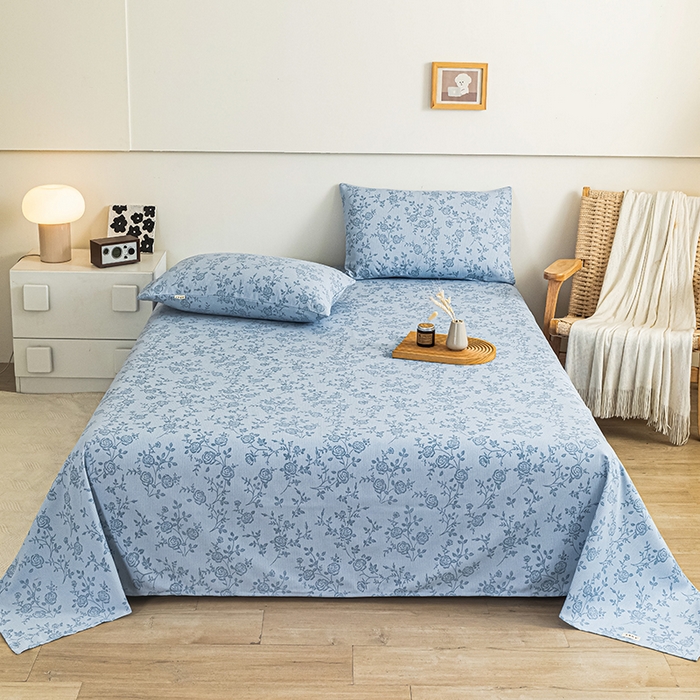 91家纺网 家纺一手货源 找家纺 芃成家纺 2025新款加厚老粗布床单 素秋-兰