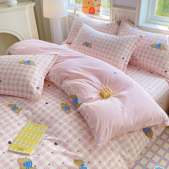 91家纺网 家纺一手货源 找家纺 天之爱 2025新款全棉印花四件套 趴趴熊