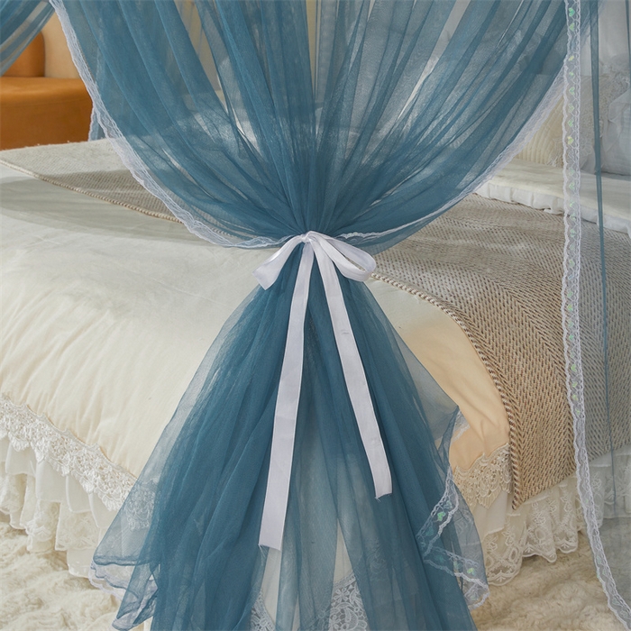 91家纺网 家纺一手货源 找家纺 迪凡保罗蚊帐 2025新款2513款双轨铝合金落地导轨蚊帐 海岛蓝