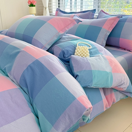 91家纺网 家纺一手货源 找家纺 （总）侯先生家纺 2025新款全棉三件套色织纯棉被套学生被罩