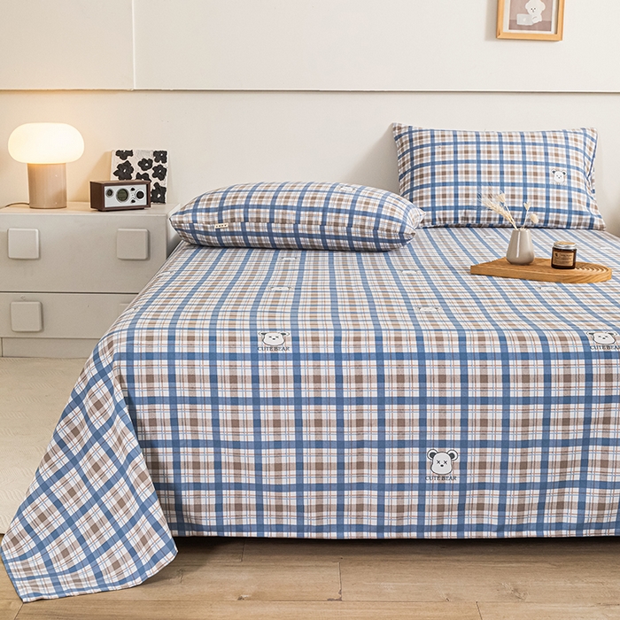 91家纺网 家纺一手货源 找家纺 芃成家纺 2025新款加厚老粗布床单 呆呆熊