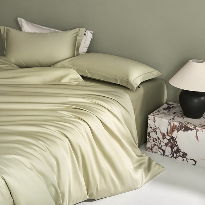 91家纺网 家纺一手货源 找家纺 禾时 2025新款轻奢A类100SPro新疆长绒棉四件套全棉纯棉高定款 抹茶绿