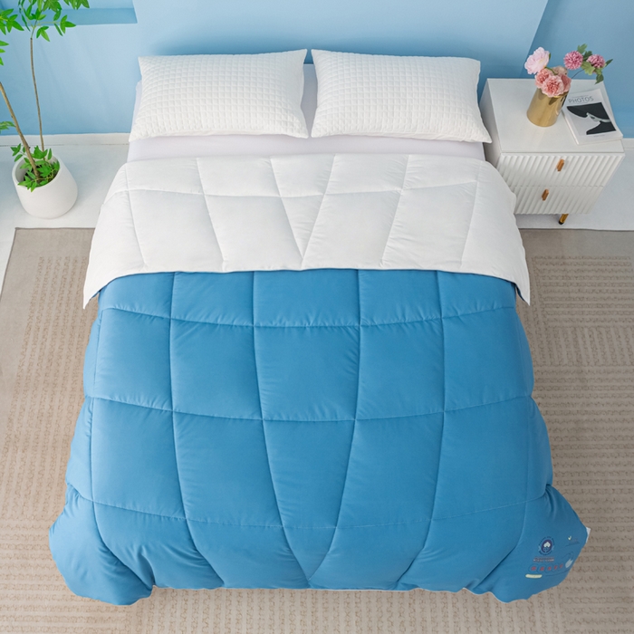 91家纺网 家纺一手货源 找家纺 好老表被业 2025新款超柔云朵被芯零压被子 有氧棉蓝白