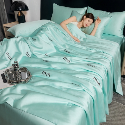 梦镜家纺 2025新款A类水洗真丝夏被四件套-minmin minmin水绿