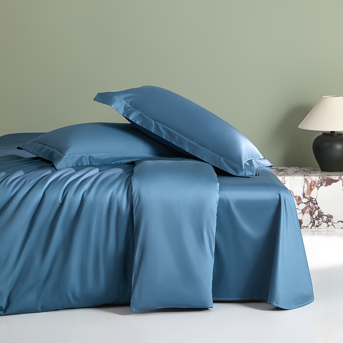 91家纺网 家纺一手货源 找家纺 禾时 2025新款轻奢A类100SPro新疆长绒棉四件套全棉纯棉高定款 宾利蓝