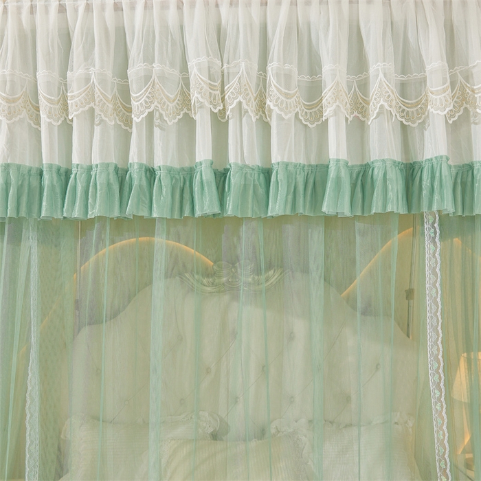 91家纺网 家纺一手货源 找家纺 迪凡保罗蚊帐 2025新款2513款双轨铝合金落地导轨蚊帐 抹茶绿