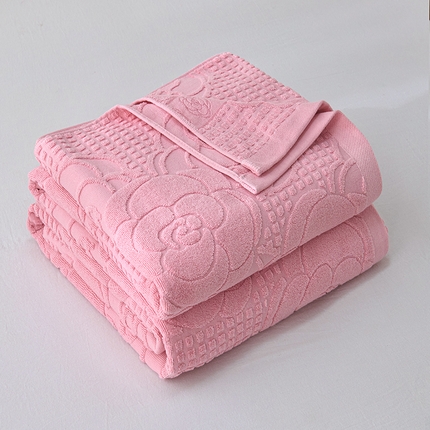 悦然毛巾被 2025新款经典纯棉毛巾毯 玫瑰物语豆沙