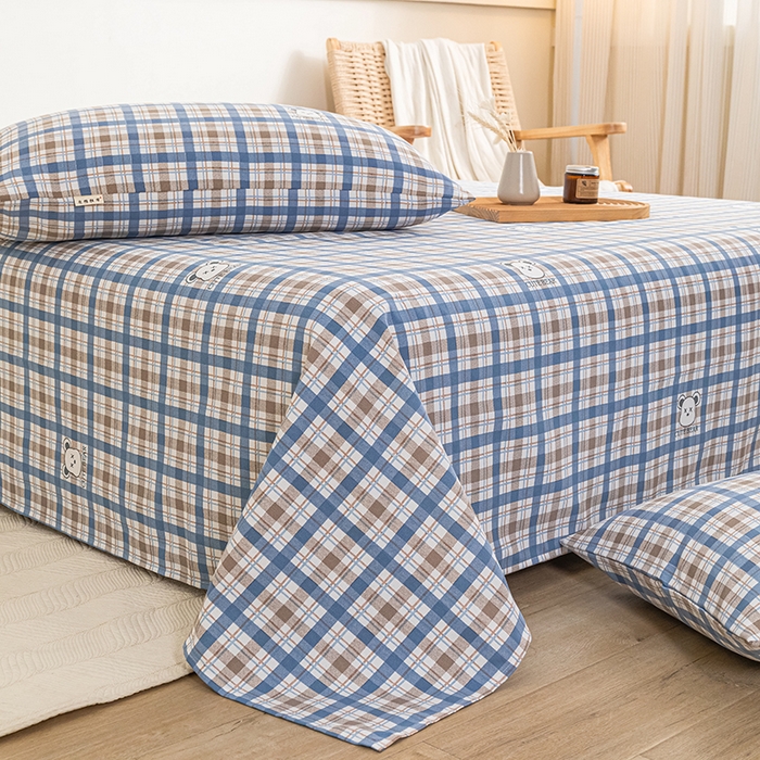 91家纺网 家纺一手货源 找家纺 芃成家纺 2025新款加厚老粗布床单 呆呆熊