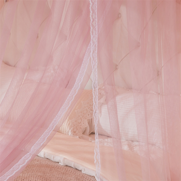 91家纺网 家纺一手货源 找家纺 迪凡保罗蚊帐 2025新款2513款双轨铝合金落地导轨蚊帐 樱花粉