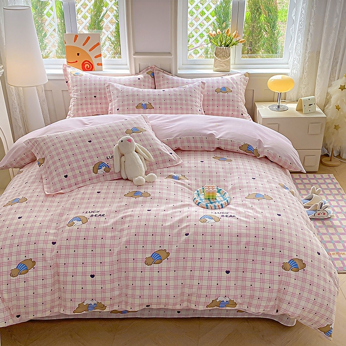 91家纺网 家纺一手货源 找家纺 天之爱 2025新款全棉印花四件套 趴趴熊