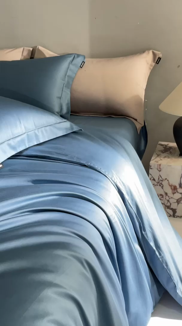 91家纺网 家纺一手货源 找家纺 禾时 2025新款轻奢A类100SPro新疆长绒棉四件套全棉纯棉高定款 宾利蓝