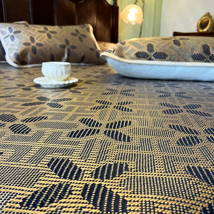 91家纺网 家纺一手货源 找家纺 网红馆（ck家纺） 2025新款可脱卸床裙款冰藤席-盛夏繁星 钴蓝