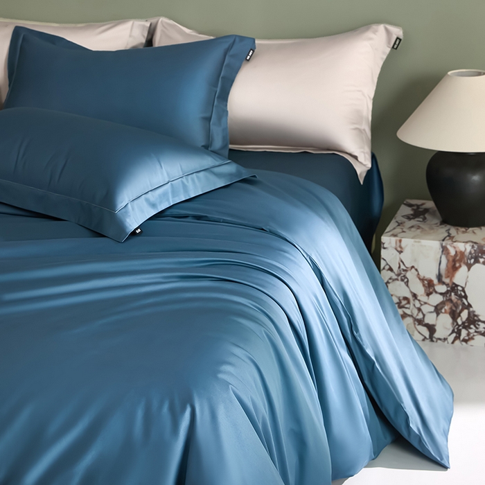 91家纺网 家纺一手货源 找家纺 禾时 2025新款轻奢A类100SPro新疆长绒棉四件套全棉纯棉高定款 宾利蓝